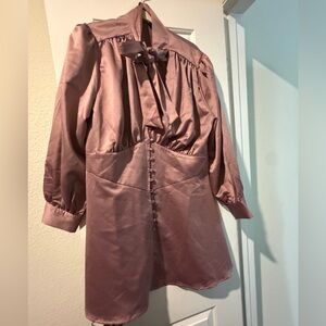 Elegant Satin Dress with Bow